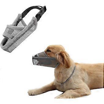 Nylon Dog Mask Air Mesh Breathable Suitable for Small, Medium and Large Dogs, Drinkable Pet Mask Anti-Bite and Anti-Lick (Medium, Gray)