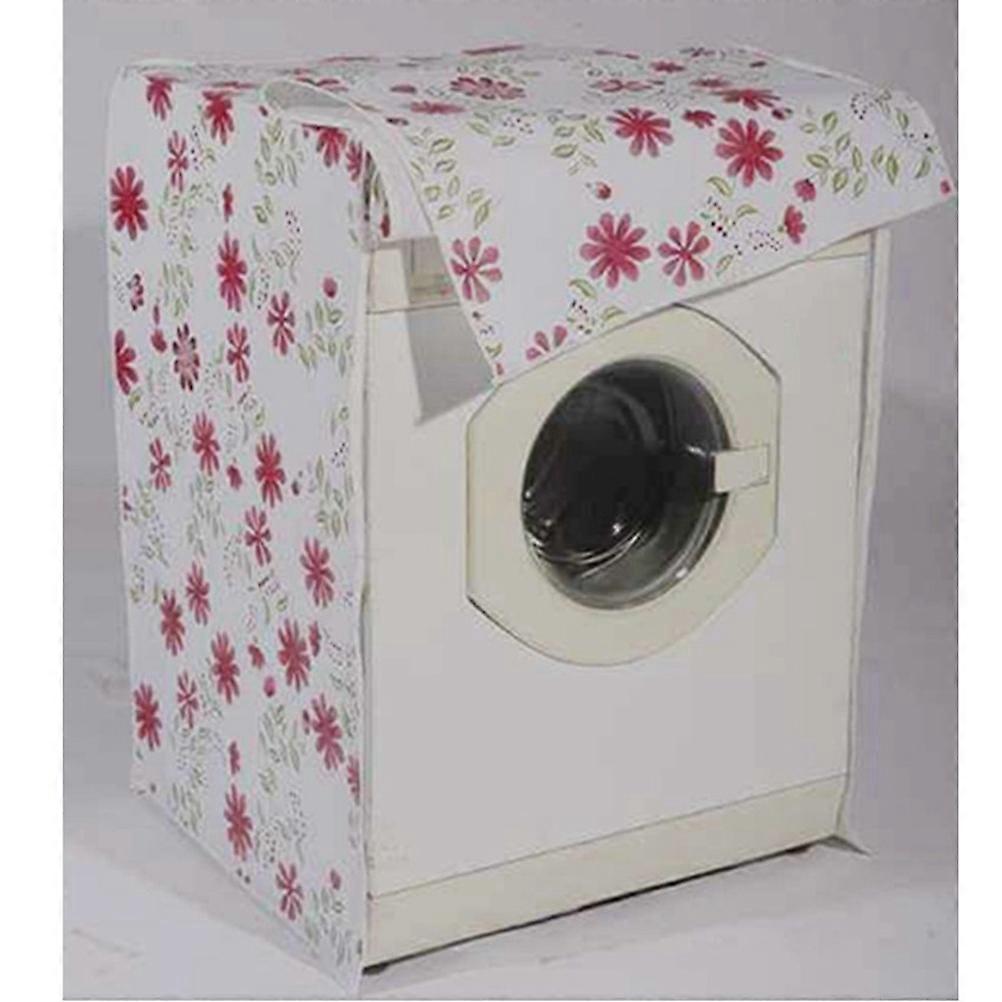 Waterproof Washing Machine Cover Red Flower Pattern Dust Proof Style B
