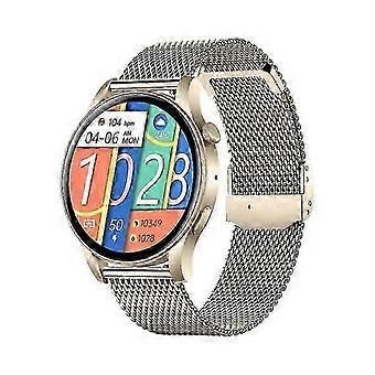 Damessmartwatch met Bluetooth-bellen, AMOLED-scherm, metalen band, hartslag- en bloeddrukmeting, slaapmeting, IP67-certificering en een batterijduur van 14 dagen.