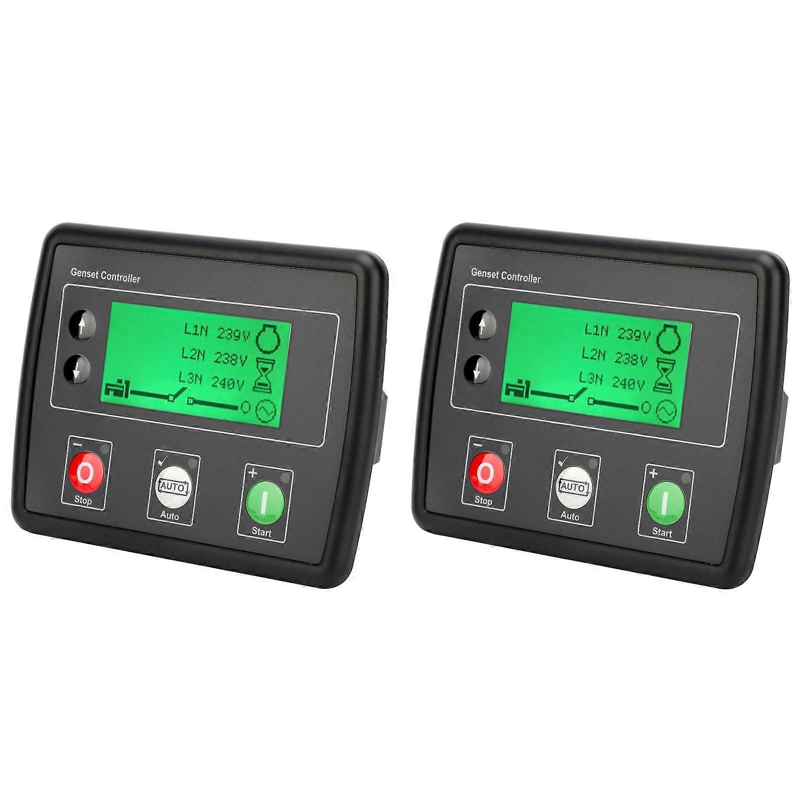 2Pcs Auto Mains Failure Generator Controller with LCD Display, Self Starting Engine Control Module
