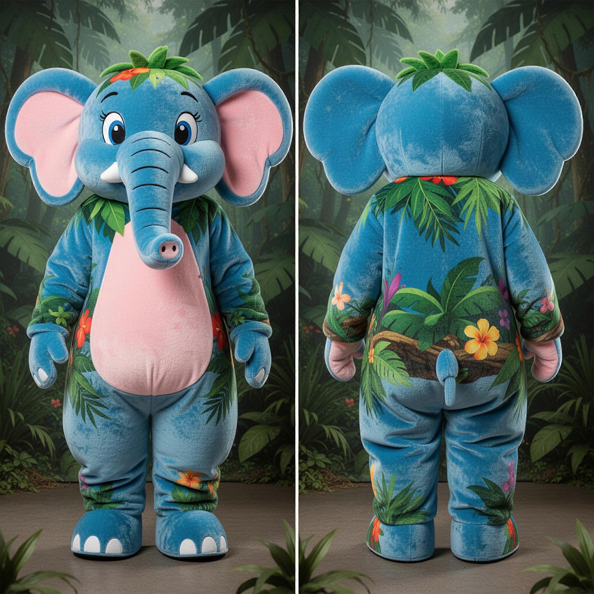 MASTICOT Soft Gray Cartoon Elephant Mascot