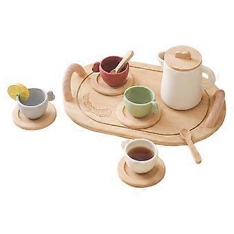 Wooden Afternoon Tea Making Toys Playing House Set for Kids 1Set Pretend Tin Teapot