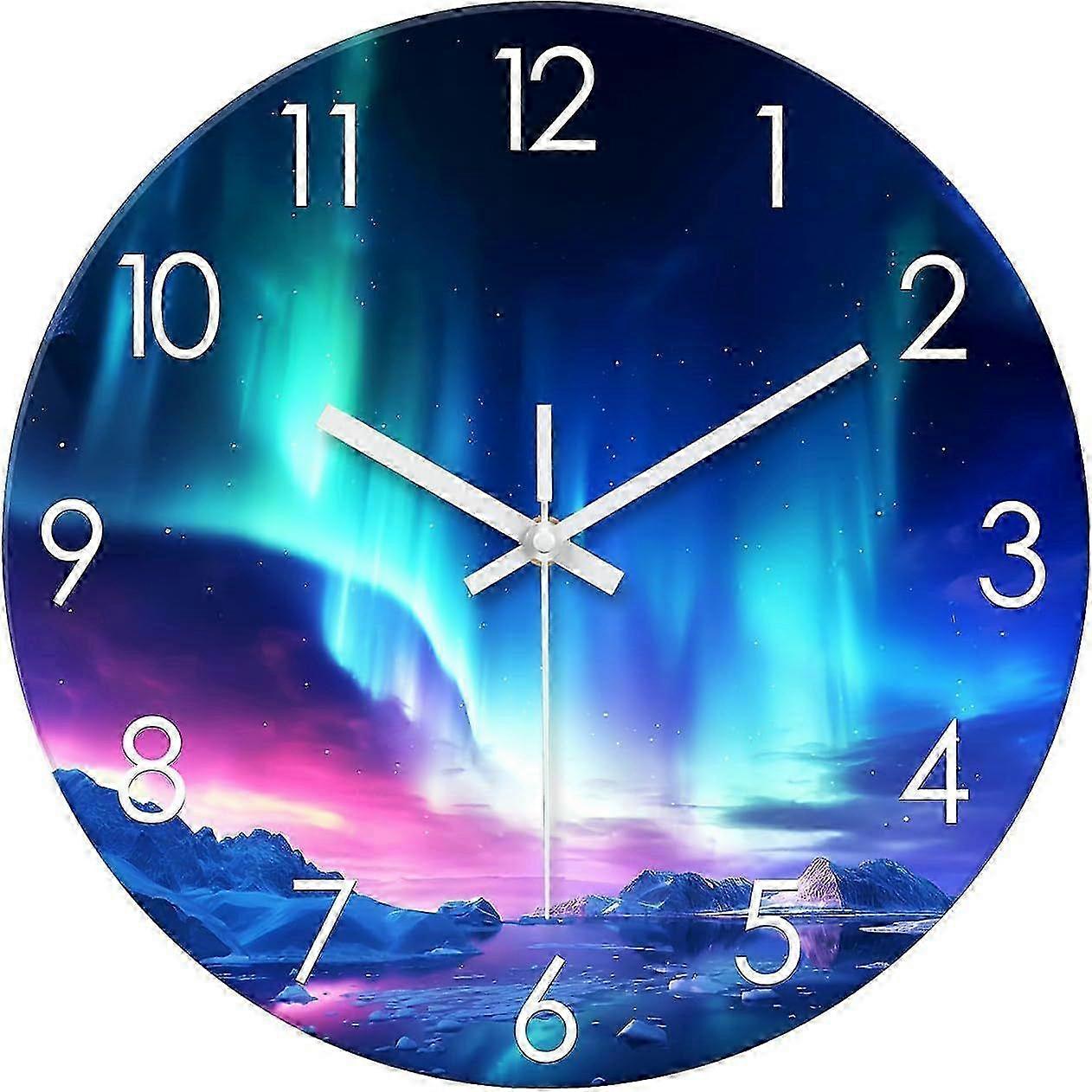 12-Inch Aurora Borealis Silent Clock