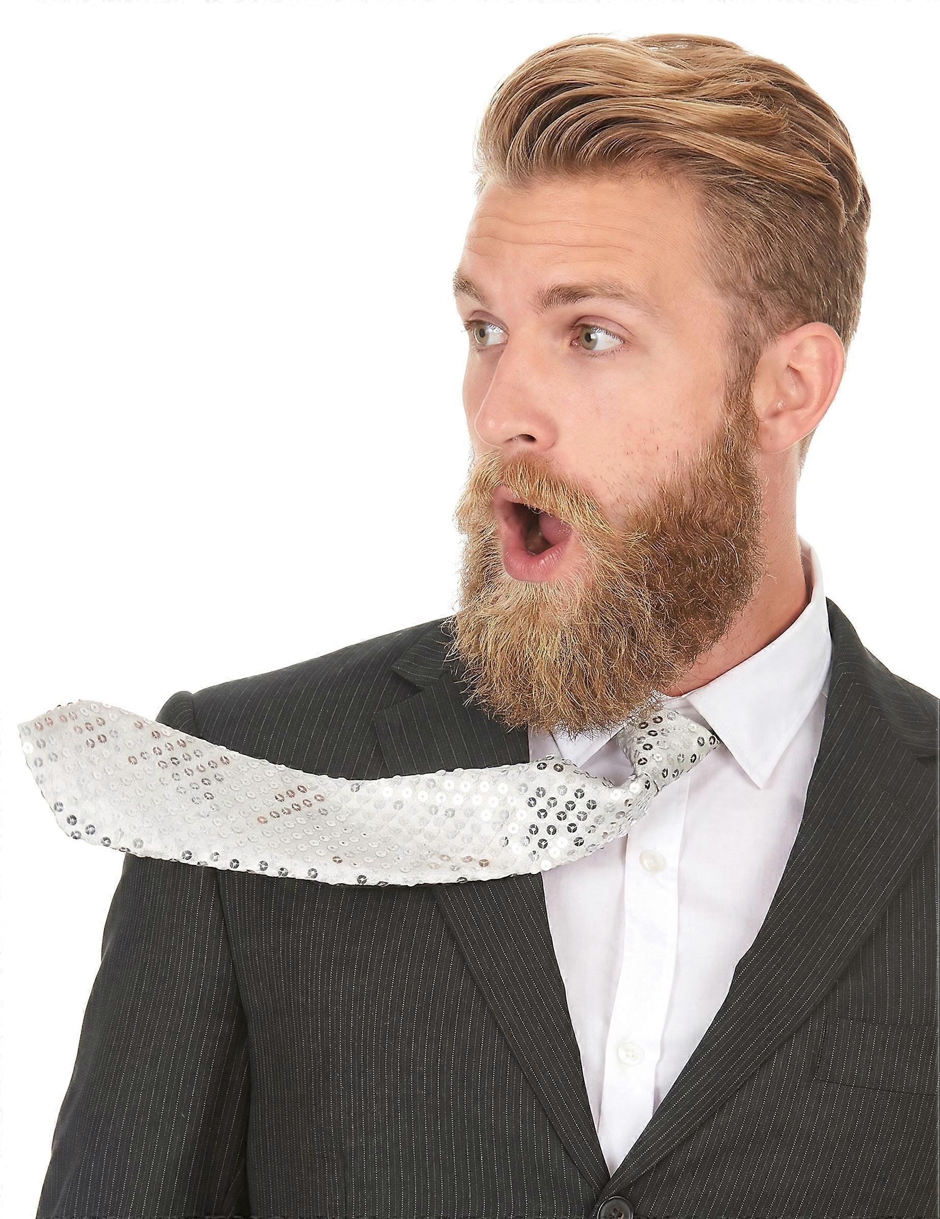 Adult white sequin tie