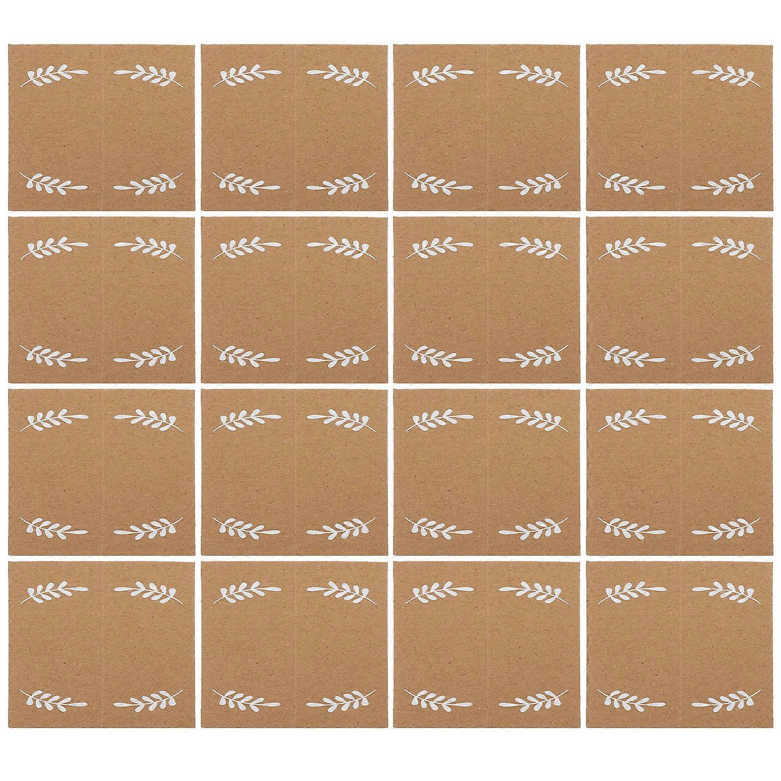 Table Place Cards Paper Foldable for Wedding 100Pcs Leaf Pattern Blank Cards