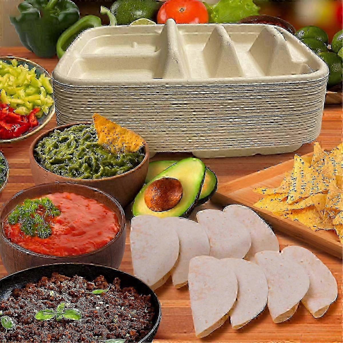 Taco Serving Plates Bamboo Pulp Dividers