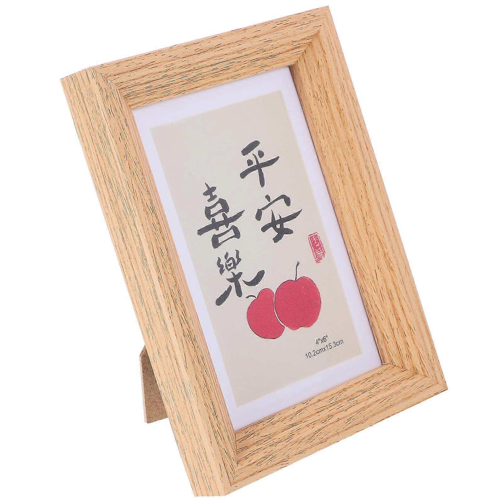 Simple Picture Frame Wood Rectangular Tabletop Placement Indoor Use 3Pcs