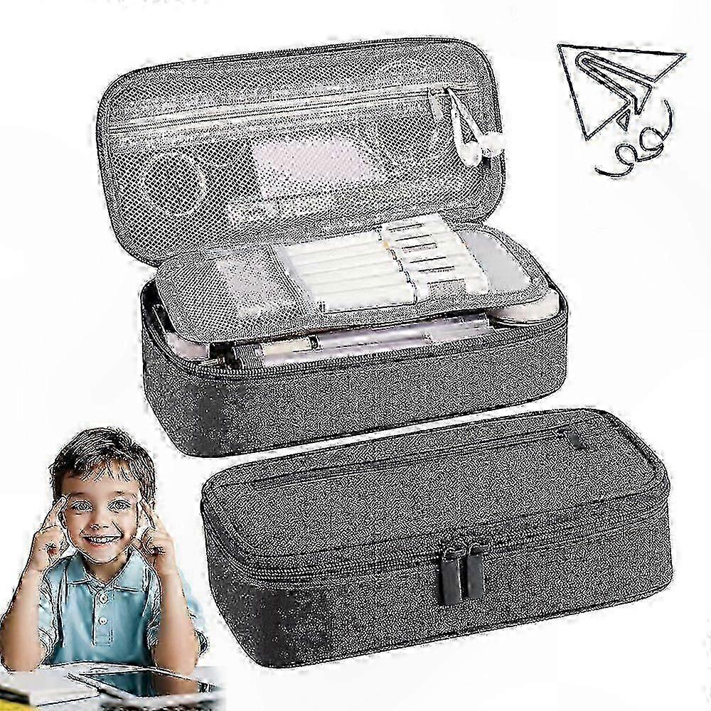 Large Canvas Pencil Case With 5 Compartments
