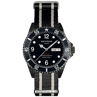 Oxygen Moby Dick svart 40 kvarts analog man klocka med ex-D-MBB-40-NN-BLIVBL nylon armband