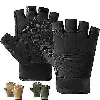 Fingerless Tactical Gloves Padded Lightweight Breathable Half Finger Cycling Glove for Rock,Motorcycle, Climbing, Outdoor Sports