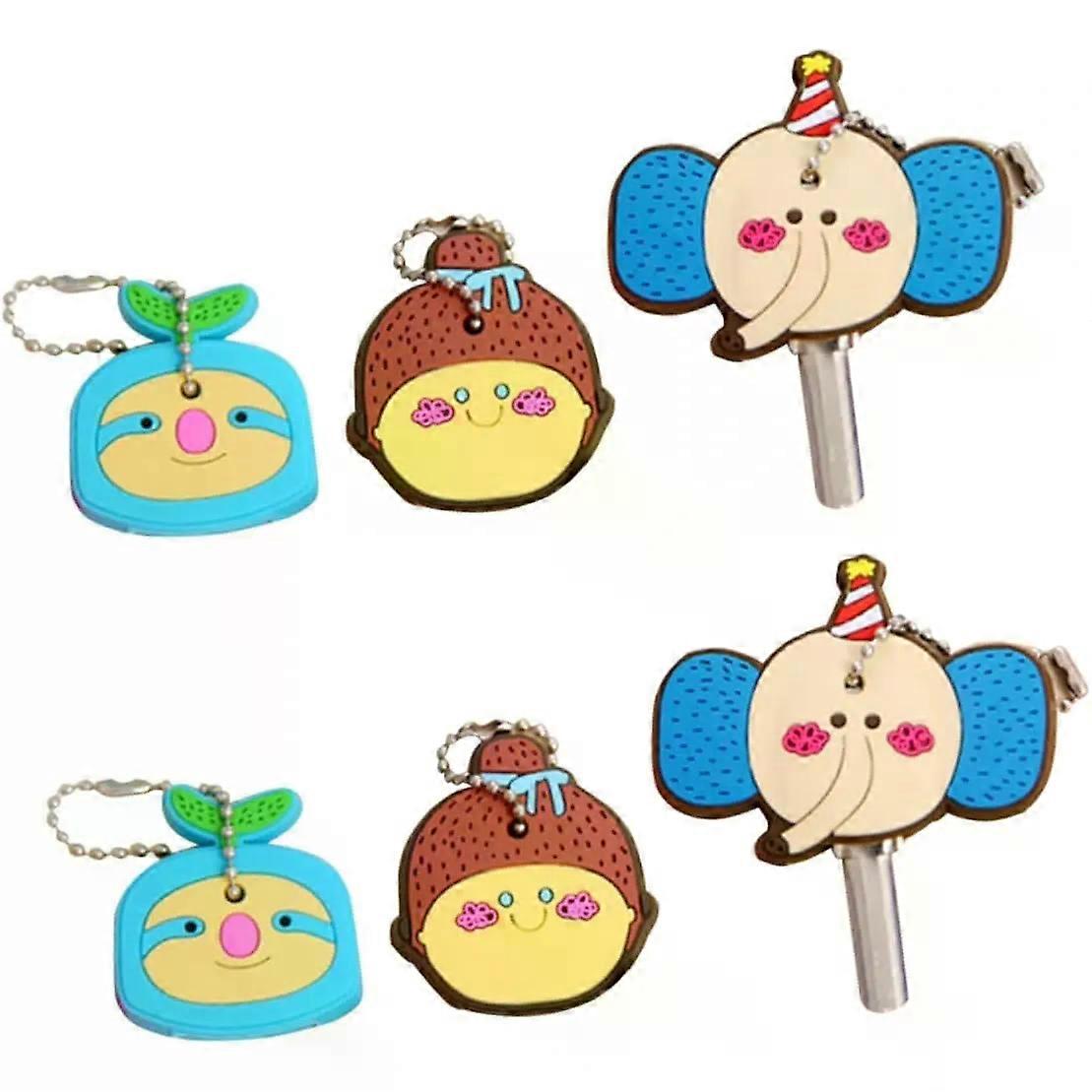 6pcs Cartoon Candy Silicone Key Caps Covers for Key Identifiers