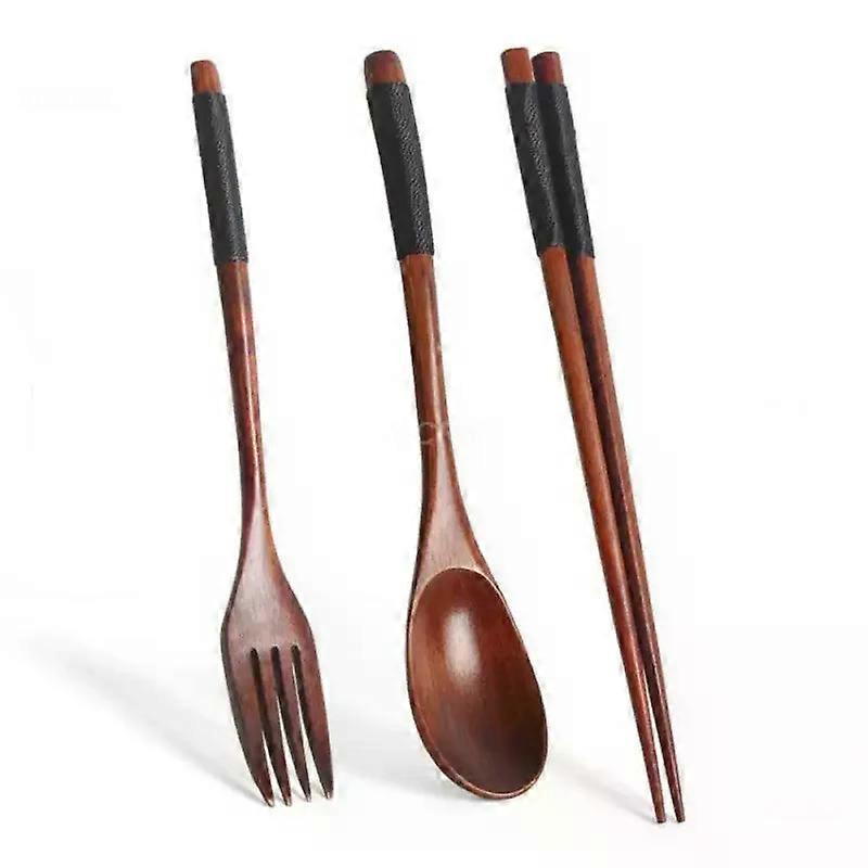Portable Retro Wooden Cutlery Kit