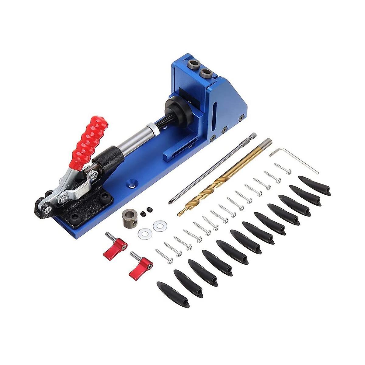 Pocket Hole Jig Kit Aluminum Pocket Hole Jig for DIY Carpentry Projects, Wood Toggle with Drilling