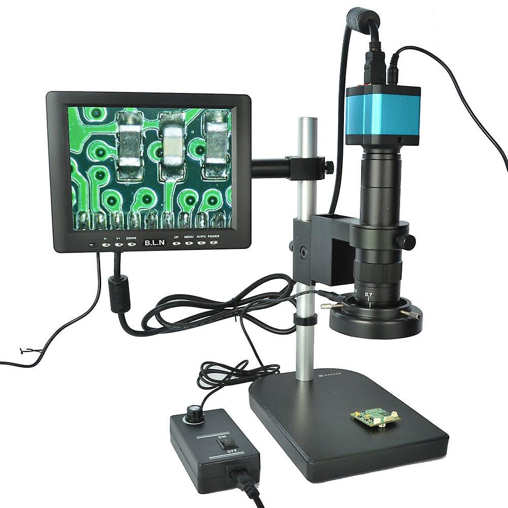 Full Set 14mp Usb Hdmi Electron Video Microscope Kit Industrial Microscope Camera With Stand Mount 180x C-mount Lens Screen Lamp