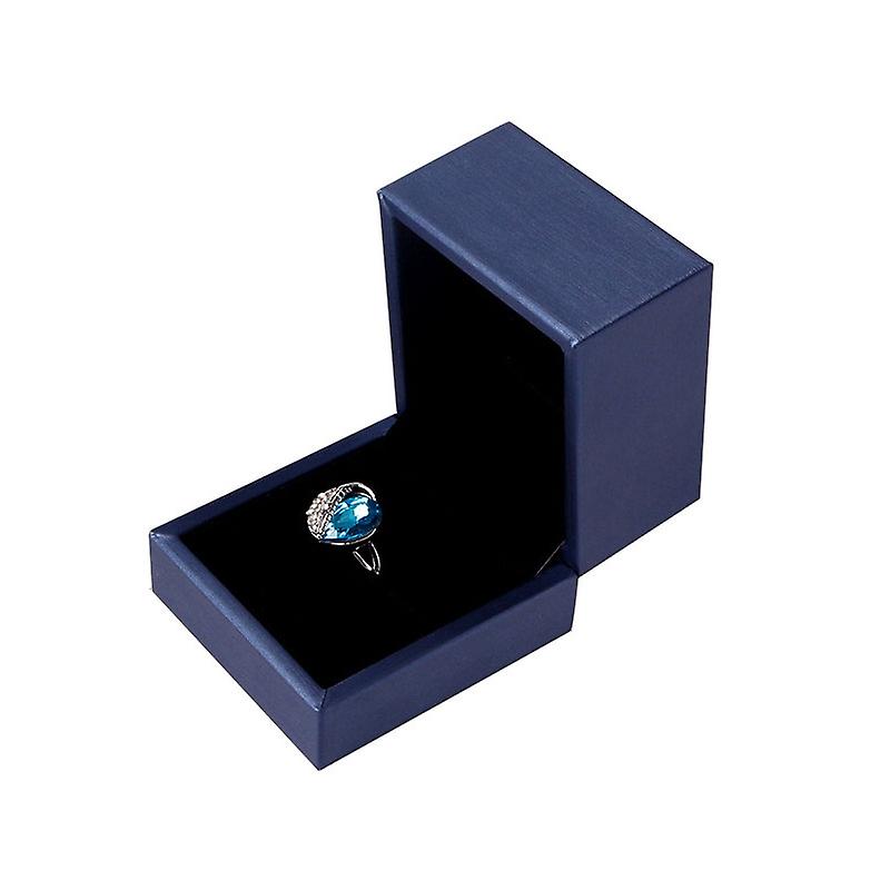 Brush PU Leather Jewry Box, Color: Dark Blue Ring Box