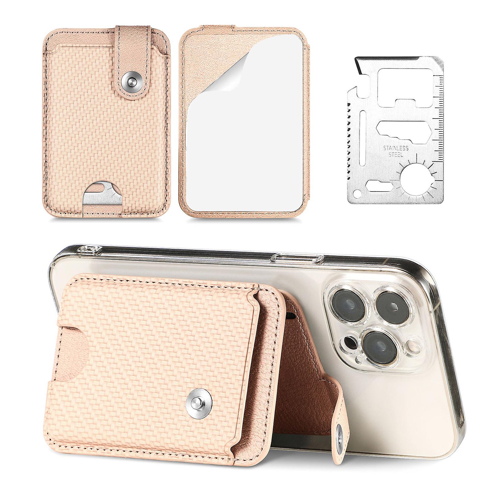 Universal Phone Stick On Card Holder Multifunctional Magnetic Closure Phone Mount Wallet