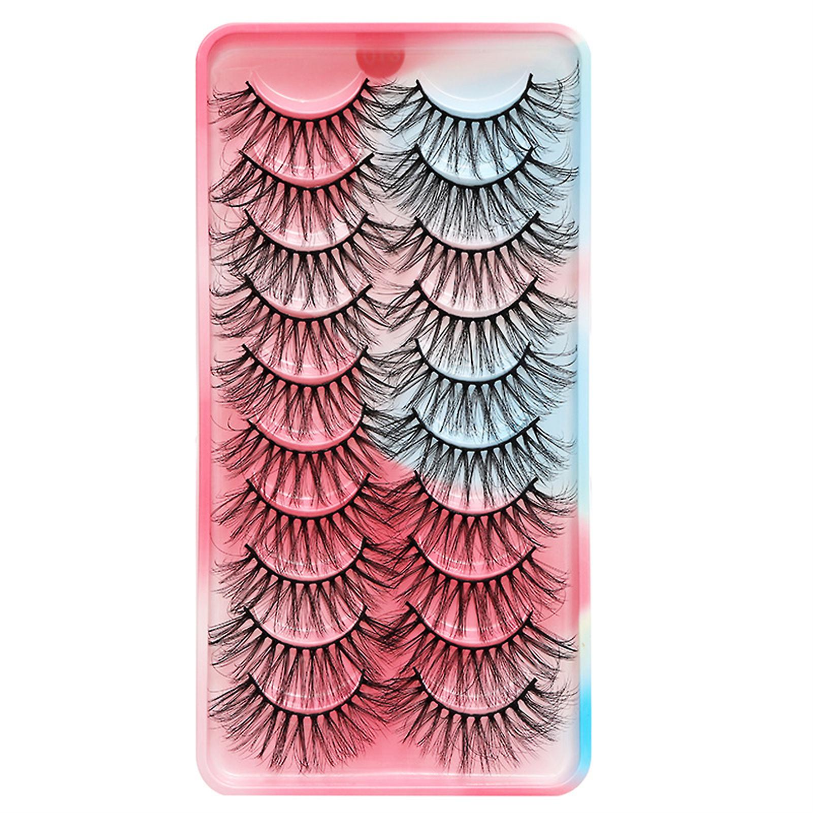 10 Pairs Natural Fake Lashes Simulation Reusable Easy To Wear Lashes For Birthday Party Make Up Necessity