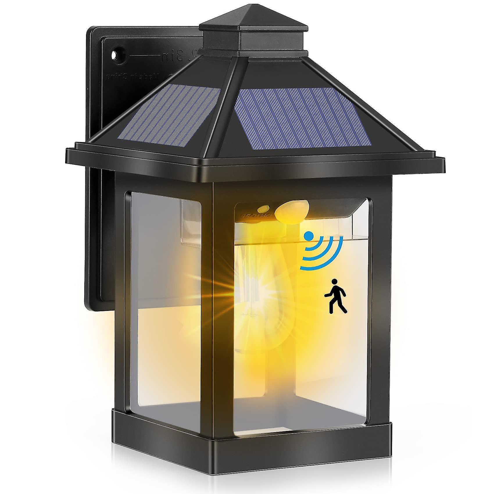 Covered Solar Wall Light With Motion Sensor 3 Lighting Modes