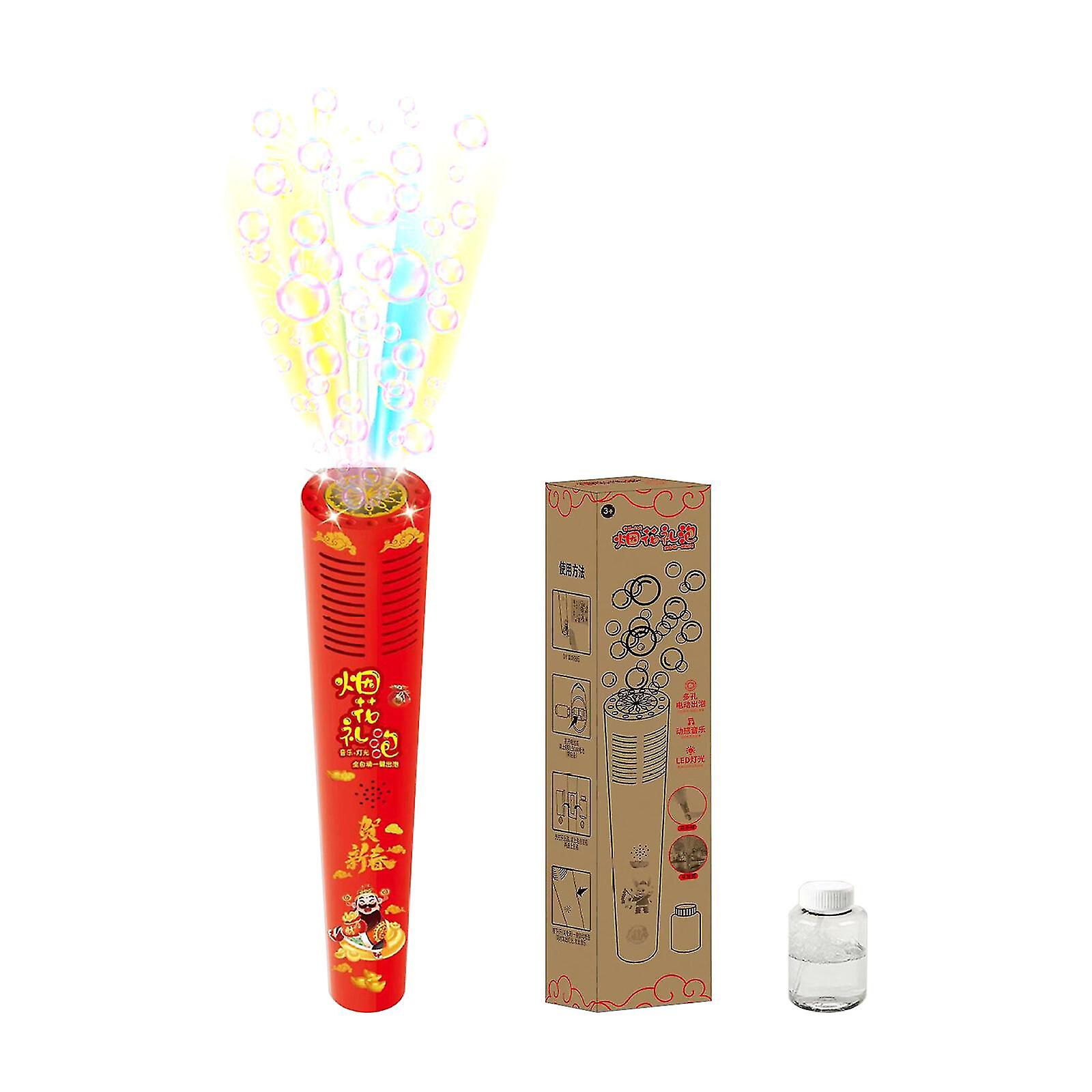 Fireworks Bubble Machine Toy With Music And Lights For Kids, 10-hole Design, Abs Material