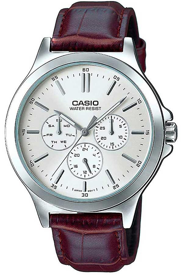 CASIO Collection MTP-V300L-7A - Leather Male Quartz Multi-function