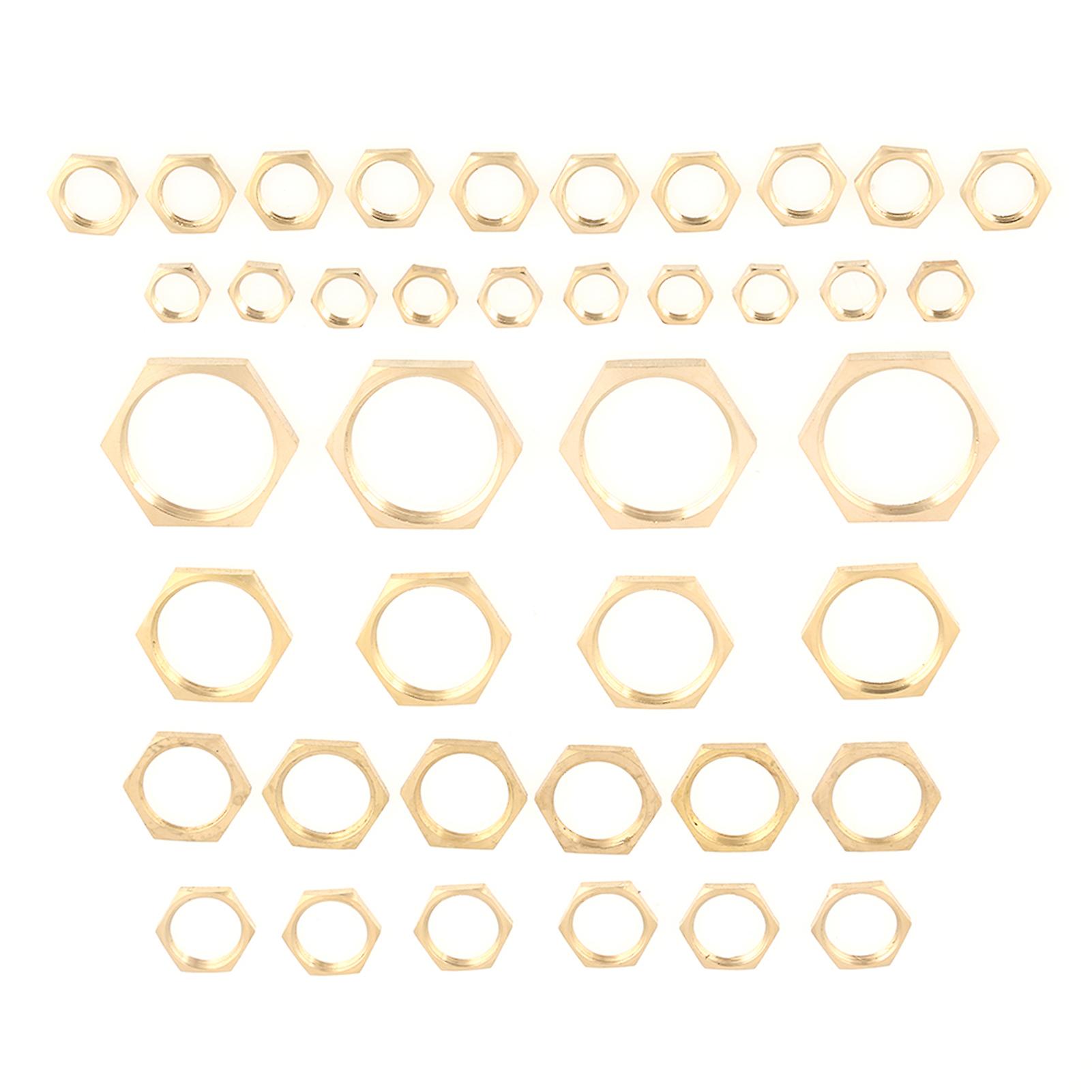 40pcs Brass Hex Lock Nuts G1/8 to G1 Thread Pipe Fitting Set