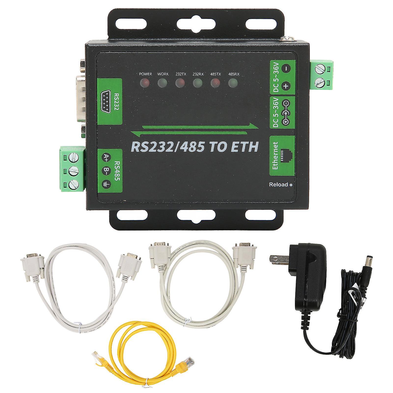 RS232/RS485 to Ethernet Converter Dual Serial Ports High Speed Low Power Stability