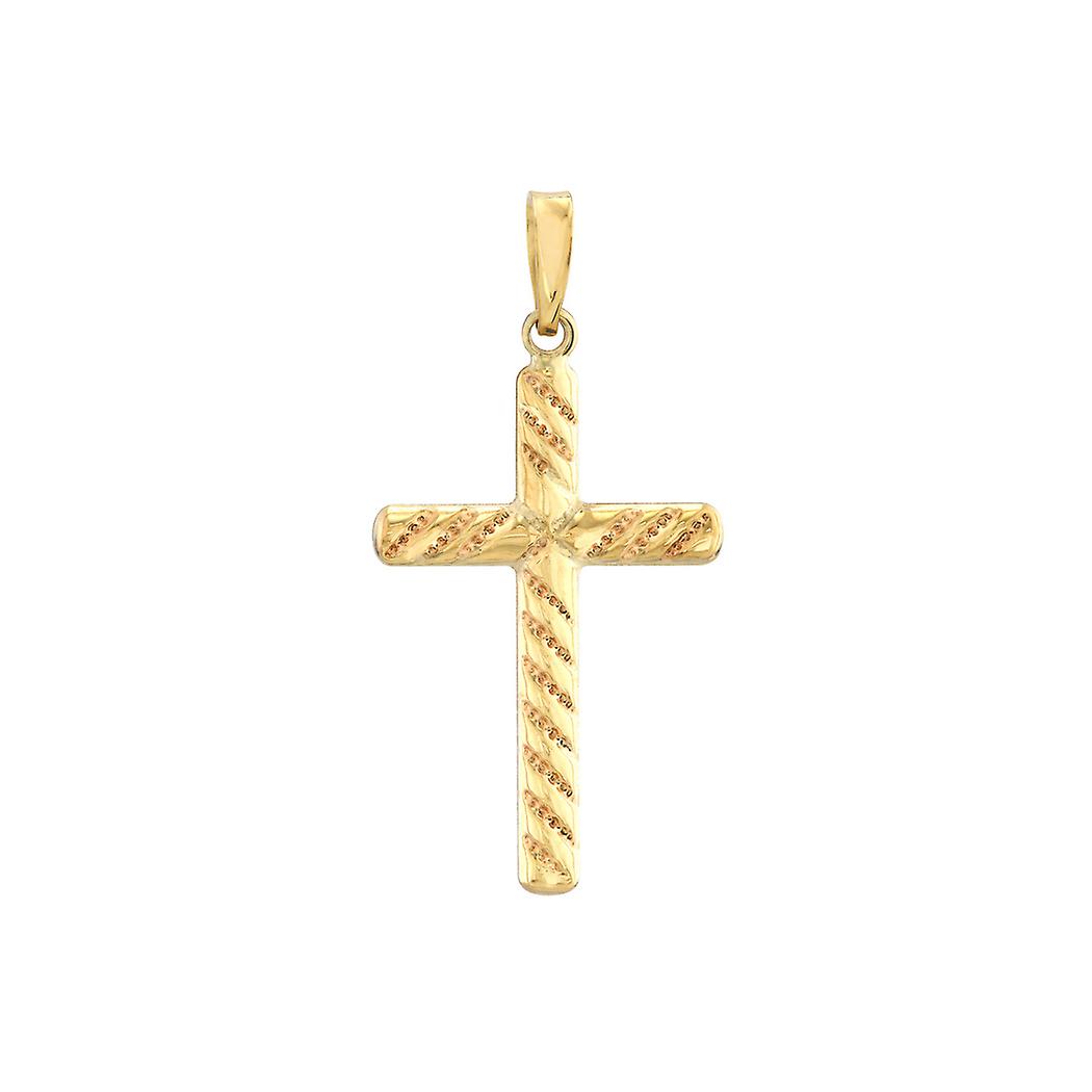 10Kイエローゴールド17mmツイストデザイン宗教信仰クロスペンダントネックレス-女性用ペンダント