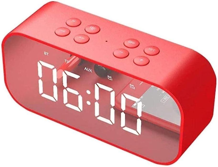 1 Piece Digital Alarm Clock With Bluetooth Speaker Led Display, Black