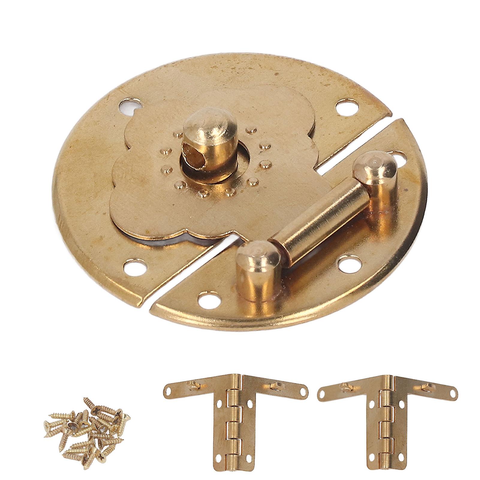 Embossed Copper Round Hasp, Retro Wooden Box Clasp, Decorative Latches for Wedding Card Boxes, Brass Wine Boxes
