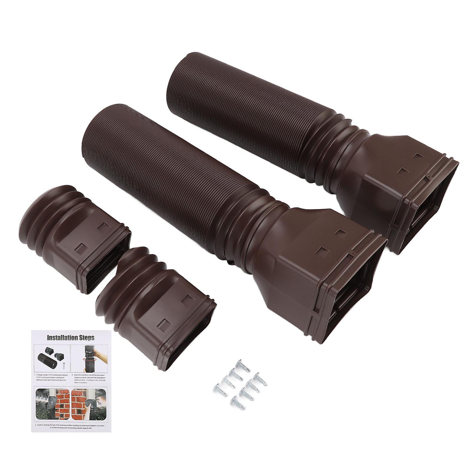 Flexible Universal Rain Gutter Downspout Extension - Extendable Drainage Connector (Brown)