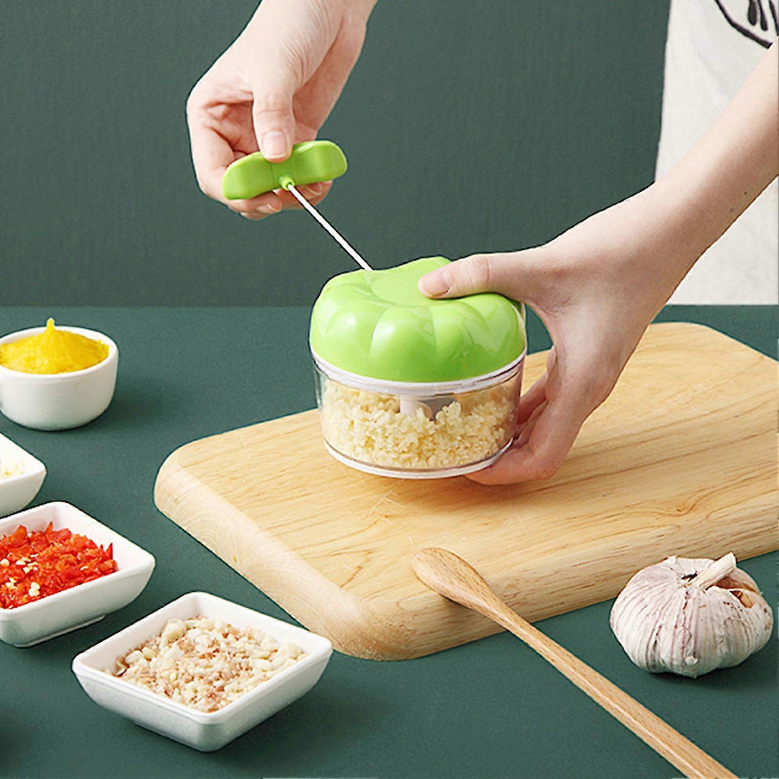 Manual Garlic Mincer Mini Chopper High Efficiency Kitchen Tool Green