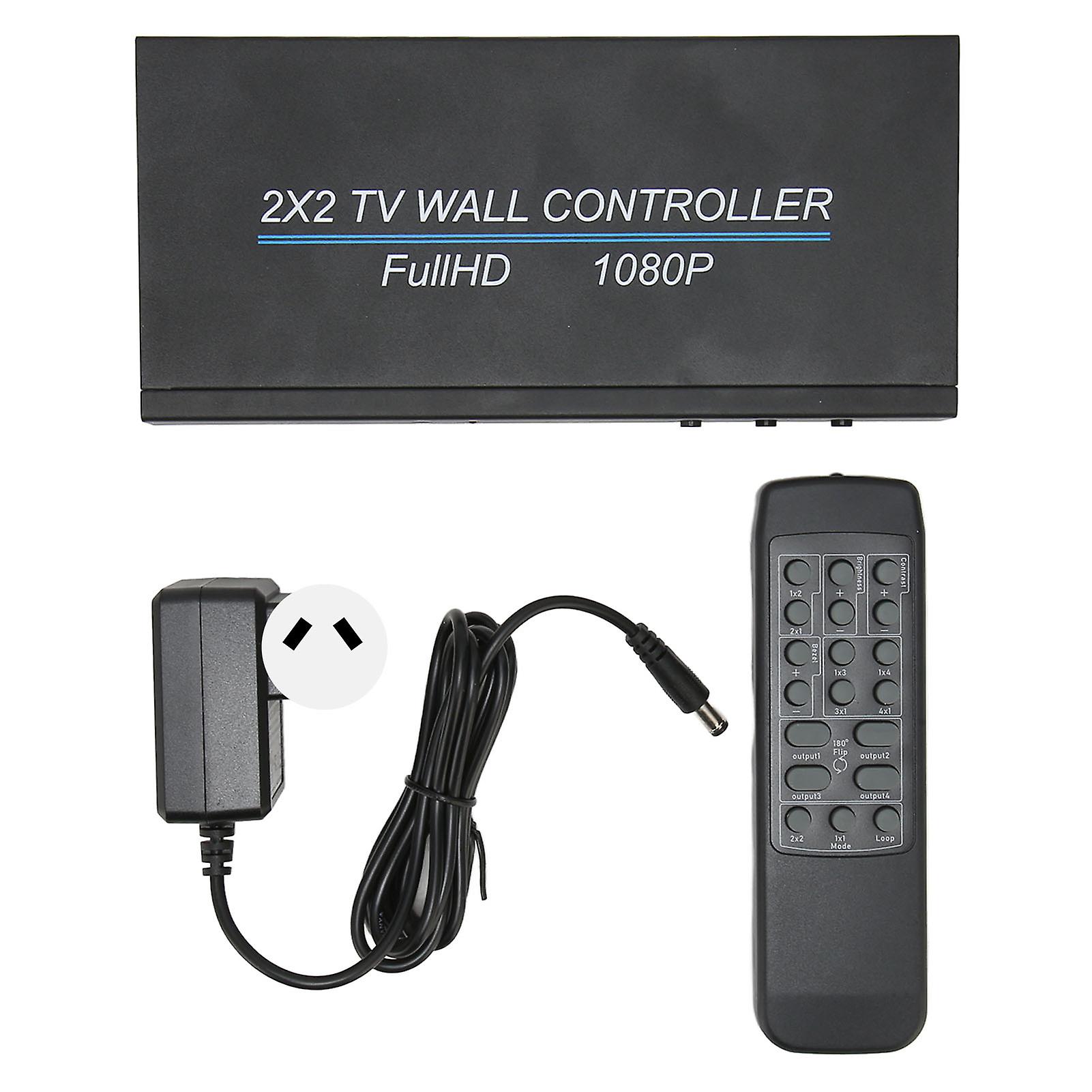 2x2 TV Wall Controller with HD Multimedia Interface, 1080P Splicing, Plug & Play, AU Plug