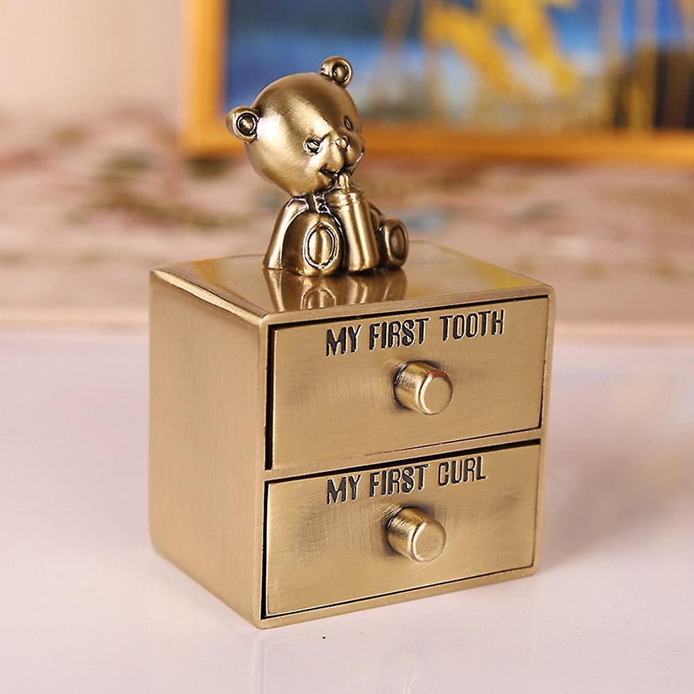 Tooth & Curl Box Metal Art Craft Home Decoration Baby Keepsake Teeth Storage