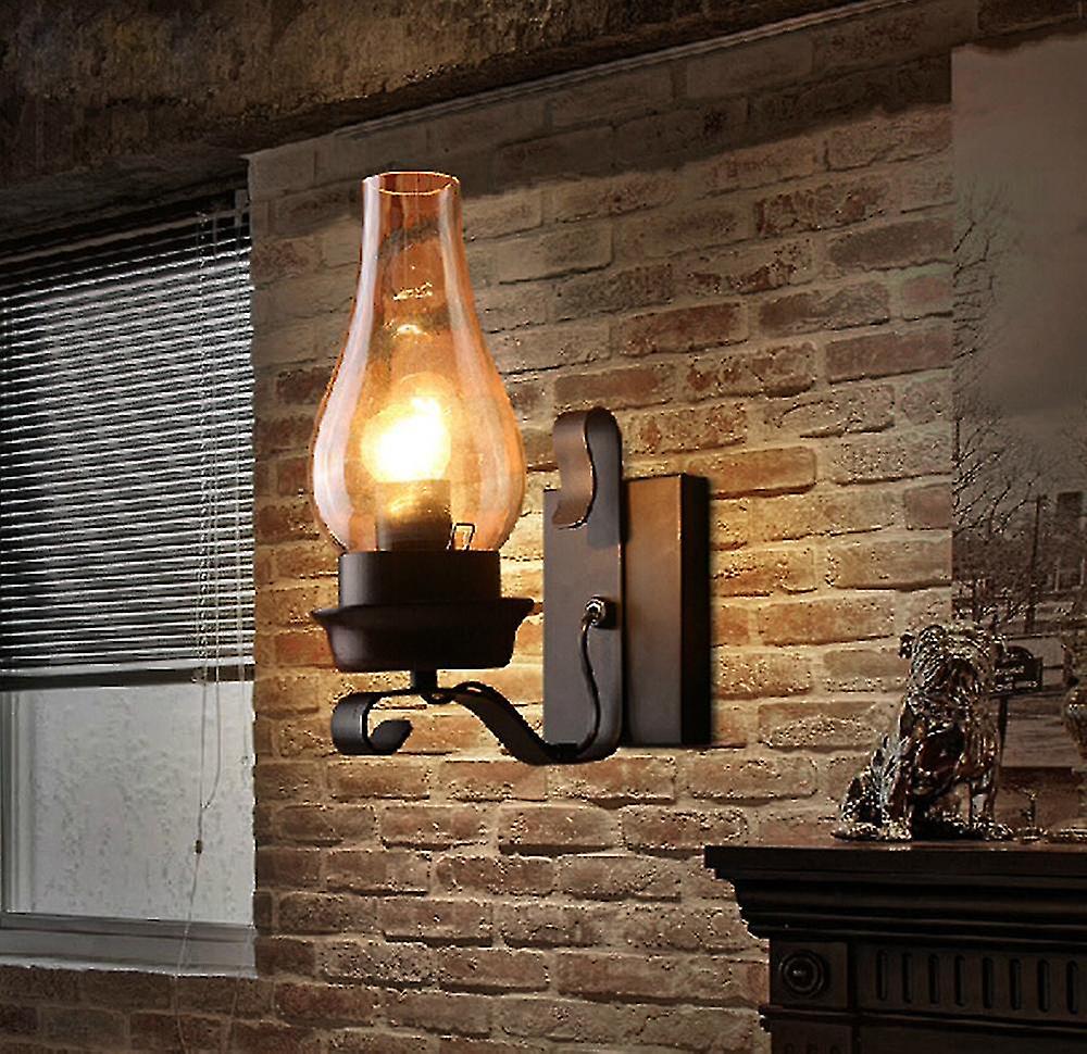 Retro Led Old-fashioned Kerosene Lamp Metal Wall Light L Restaurant Aisle Bar Lighting Fixture