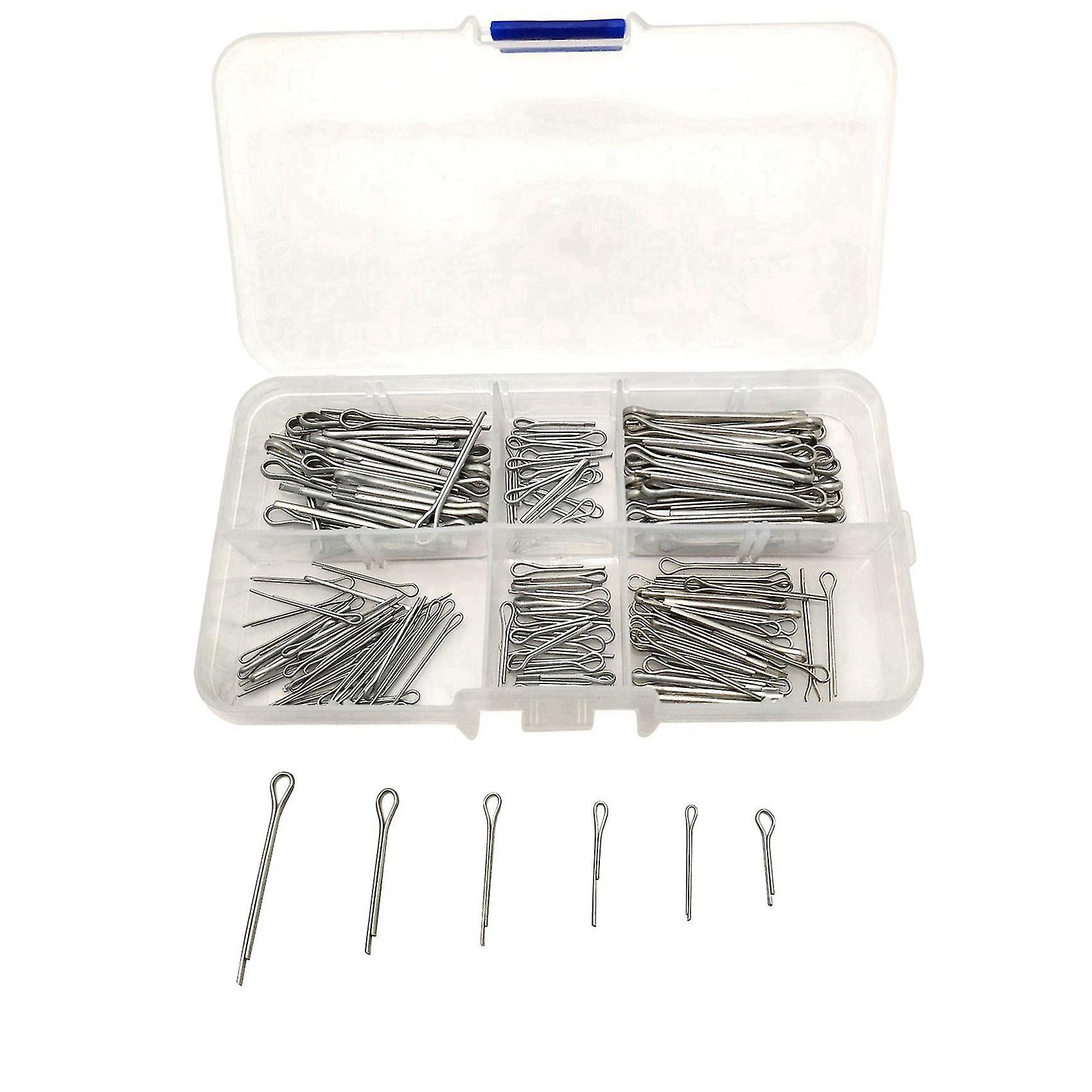 175pc Split Pins Cotter Fixings Set Assorted Sizes Zinc Plated Steel Hard Case (haoyi)