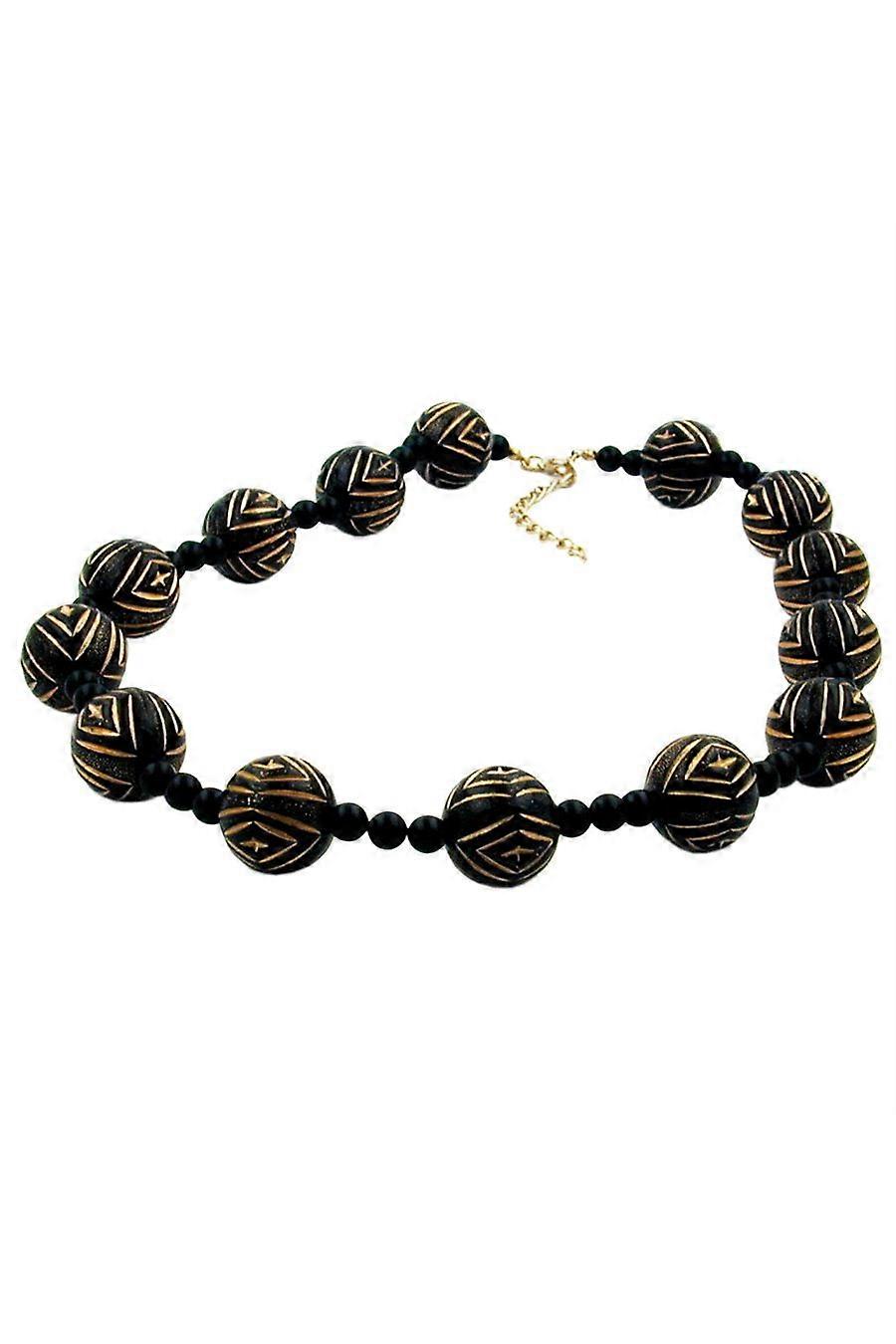 Necklace Designer Beads Black/gold-coloured - Gl01341