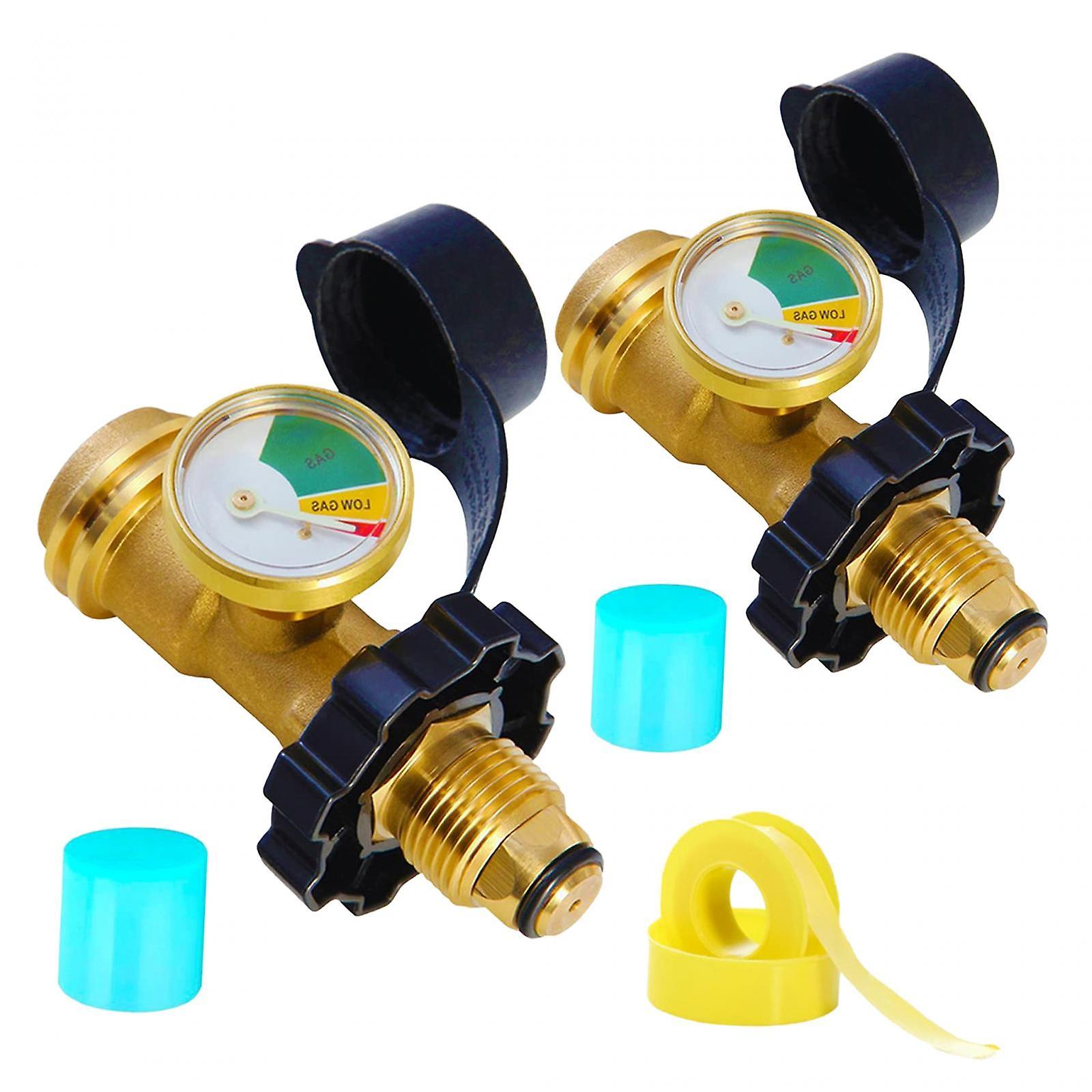 2Pcs Propanes Adapter Qcc Adapter with Pressure Indicator High Capacity Accurate Reading with Gauge Qcc Pressure Gauge Adapter