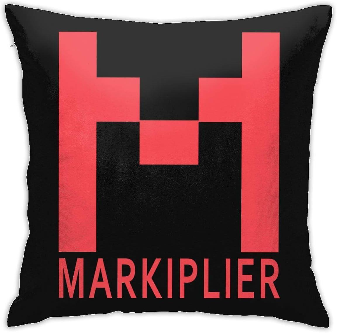 Markiplierプリントデザインコットンリネン装飾スロー枕カバー枕カバーソファカーベッドルーム用家の装飾(45cmx45cm)