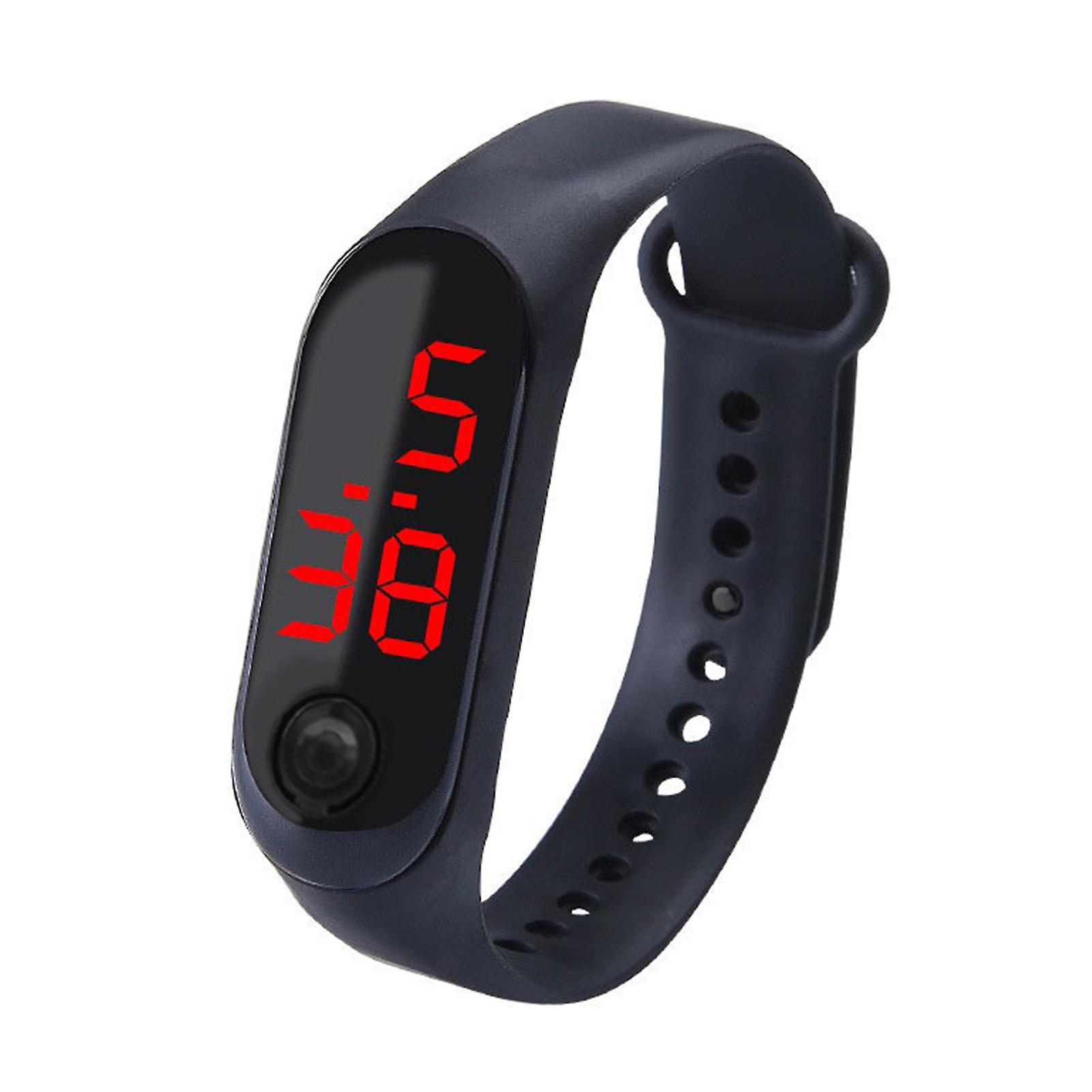 Adjustable Strap Button Control LED Display Electronic Digital Watch Bracelet