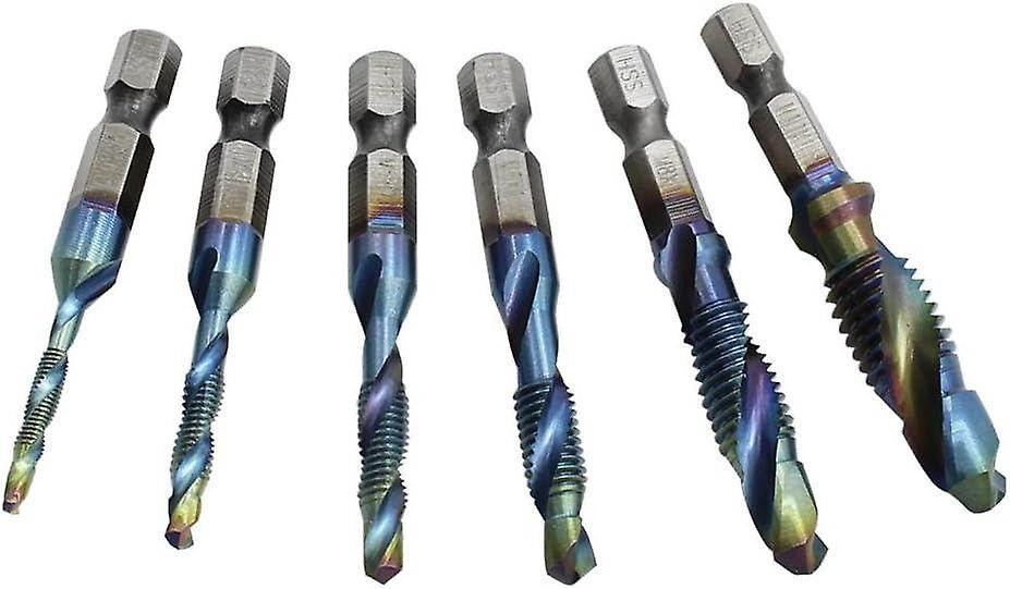 DT-6S Set of 6 metric angled hex taps M3 M4 M5 M6 M8 M10 Hand tools for soft metal, aluminum plate, 