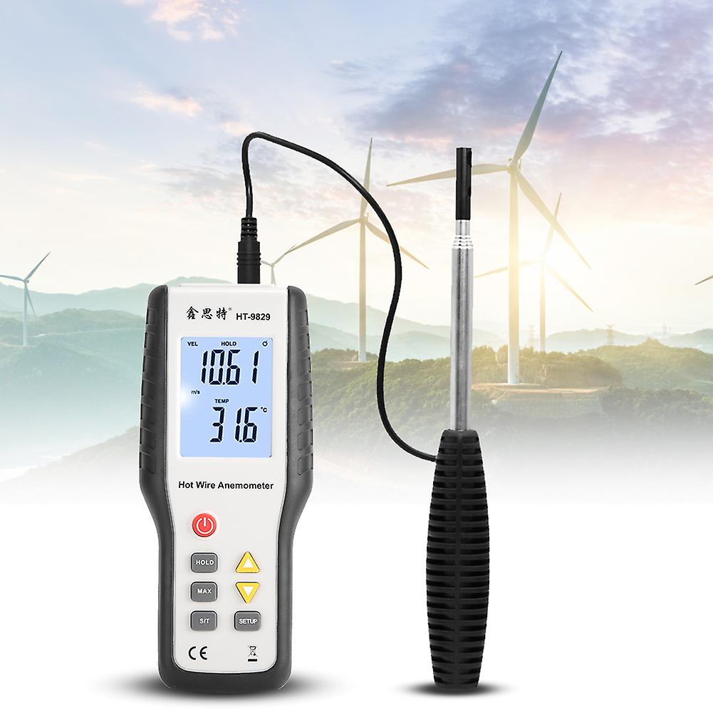 HT9829 Hot Wire Thermal Anemometer for Wind Temperature Air Volume Wind Speed Testing US Plug 100-240V
