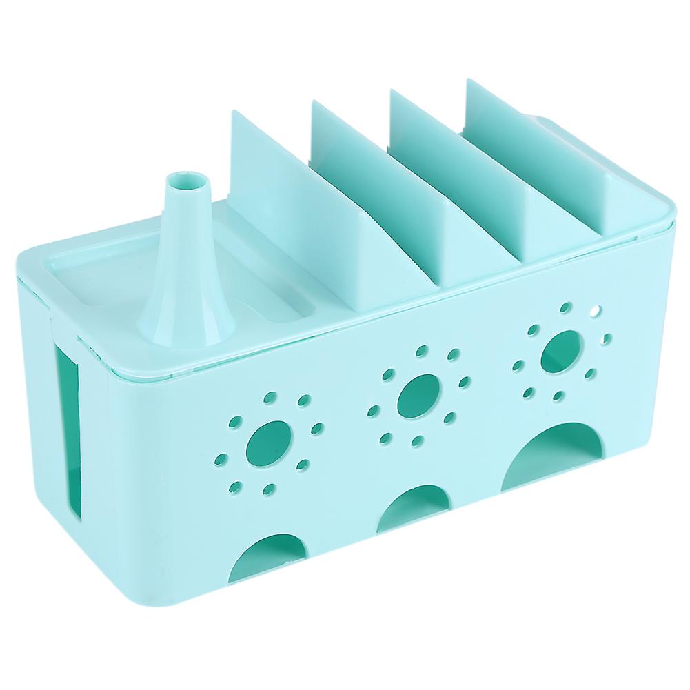 Multipurpose Charging Cable\/Wire\/Cord Storage Organizing Box Plug Board Container (Blue)