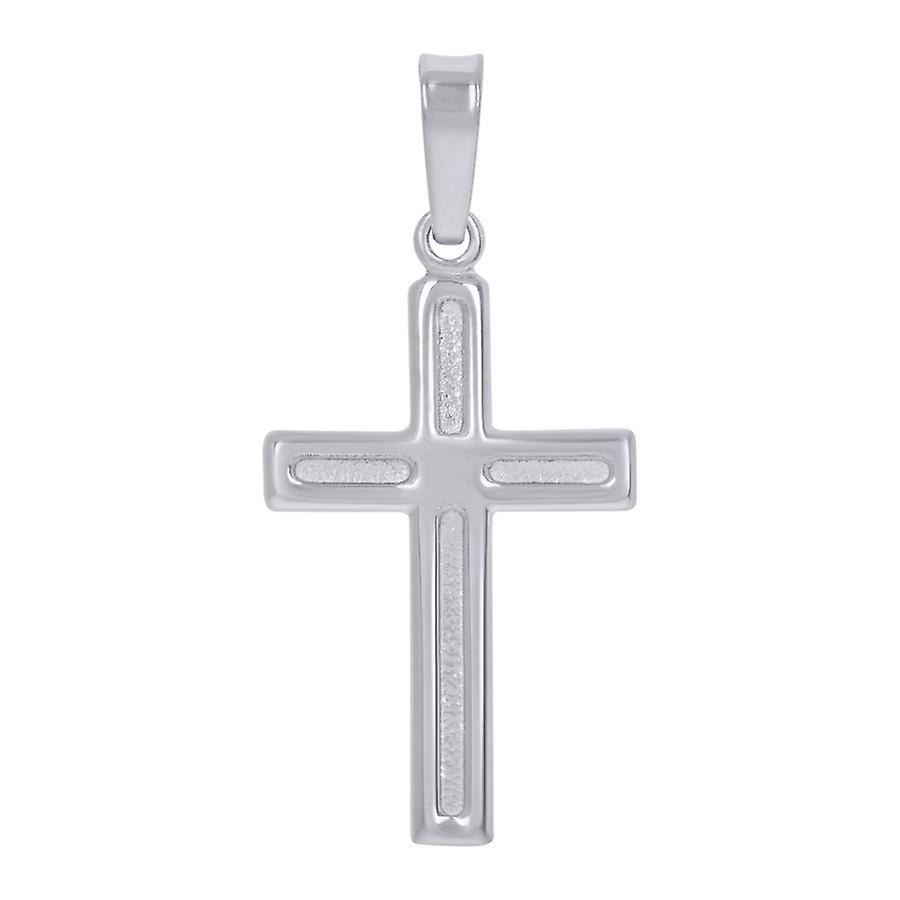 925スターリングシルバーユニセックスクロス宗教チャームペンダントネックレス女性用34.6x16.5mmワイドペンダント