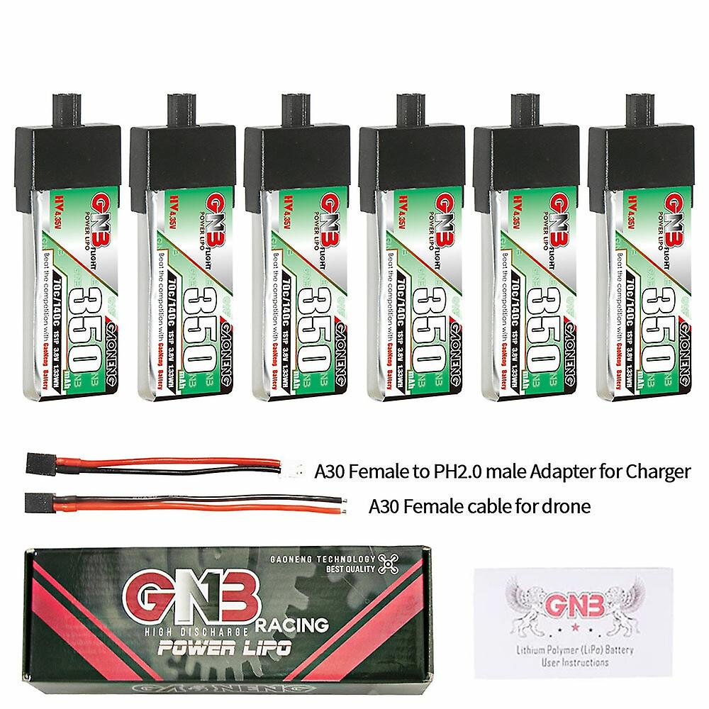 6Pcs Gaoneng 3.8V 350mAh 70C 1S LiHV Battery A30 Plug for Emax Tinyhawk S BetaFPV Beta75X BETAFPV BT