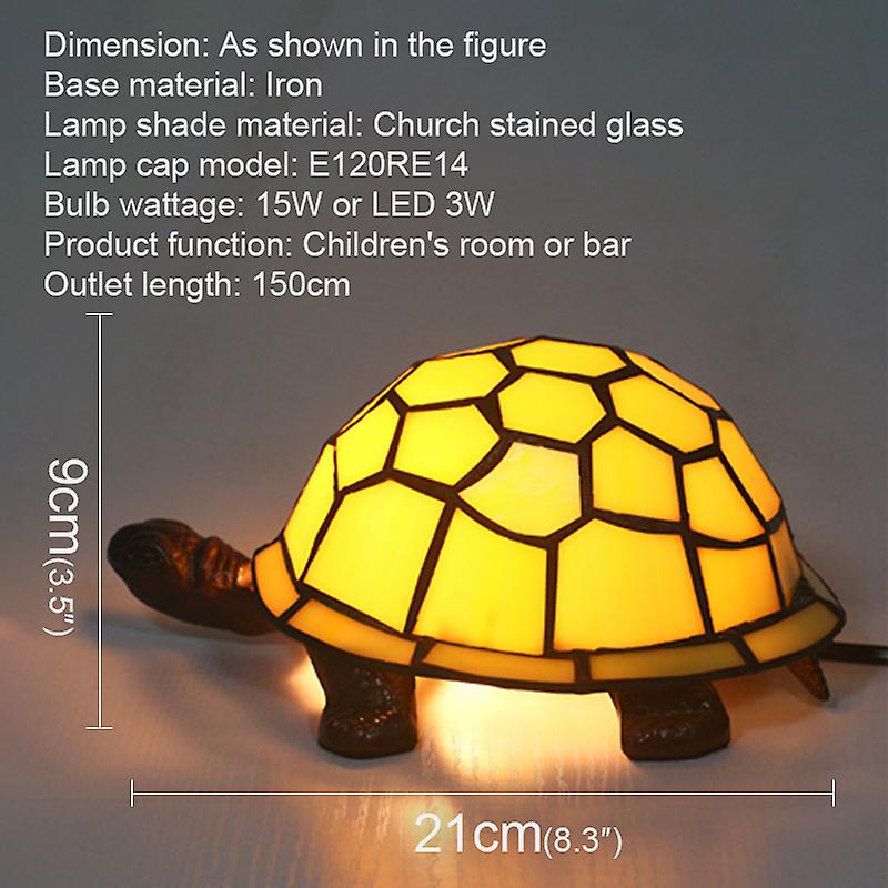 Redkid Modern Tiffany Table Lamp Led Stained Glass Creative Fashion Tortoise Decor Desk Light For Ho