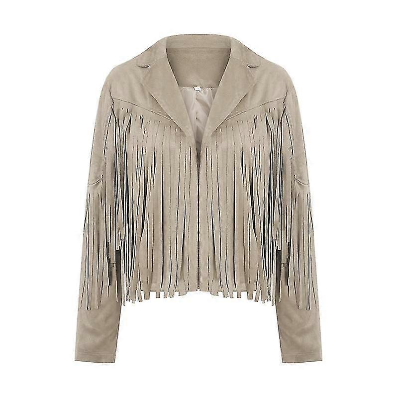 إمكوت المرأة خمر طية صدر السترة طويلة الأكمام هامش اقتصاص الهبي موتور راكب الدراجة النارية كارديجان يرتدي فو من جلد الغزال شرابة سترة