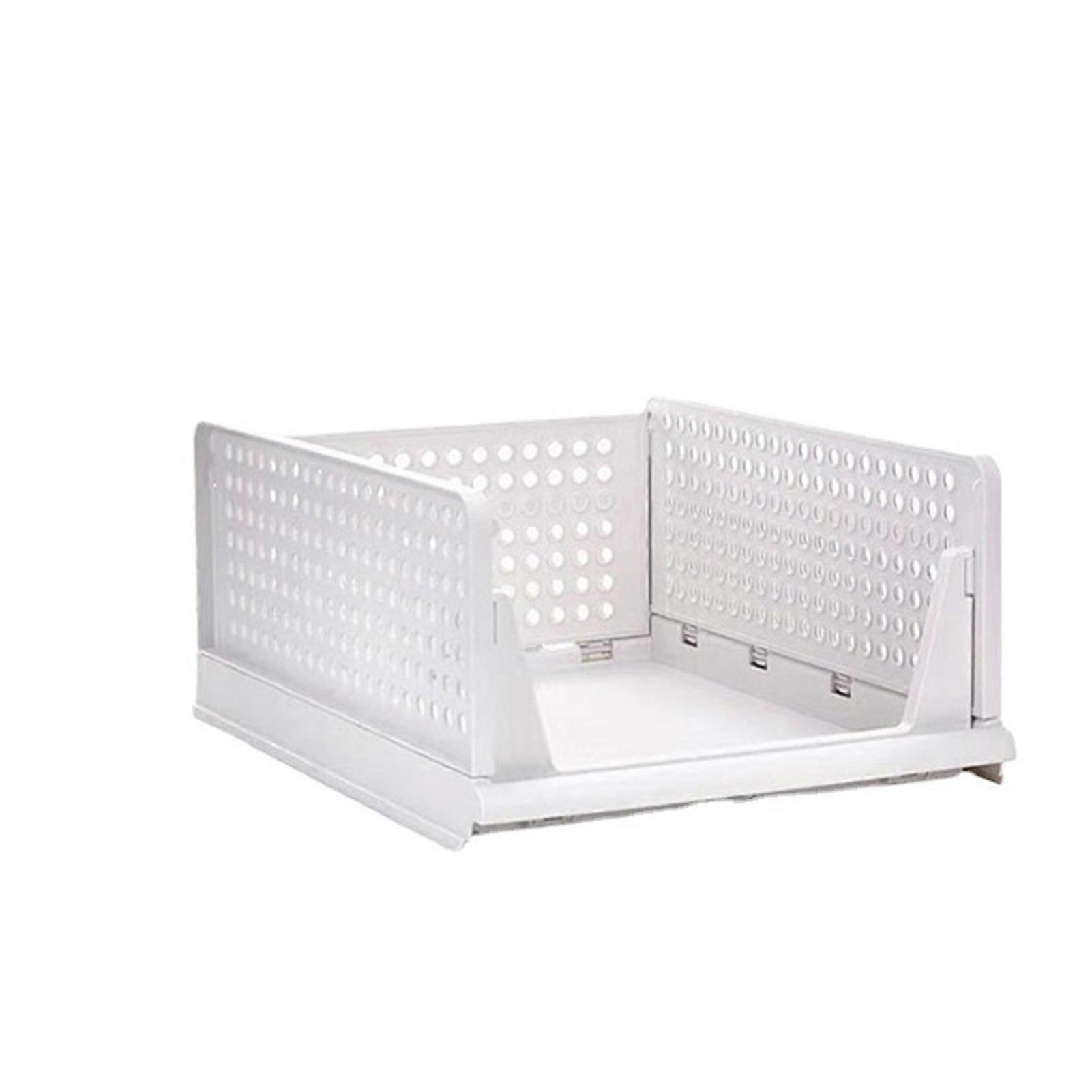 Stackable Storage Basket Plastic Large Open Drawer Wardrobe Cloth Container For Bedroom Living Room Offwhite