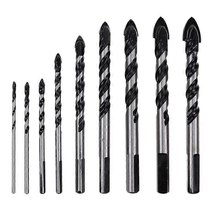 9 Pcs Masonry Drill Bits Set for Tile Brick Cement Concrete Glass Plastic Cinder Block Wood Etc Chr