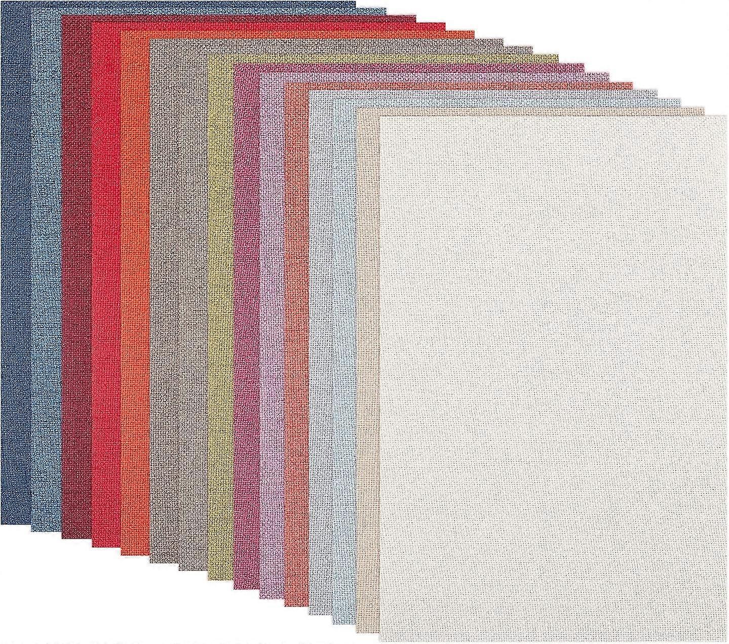 15pcs Assorted-Colors Linen Blend Fabric 12x8 inch Patchwork Burlap Fabric DIY Handmade for Wallet and Bag