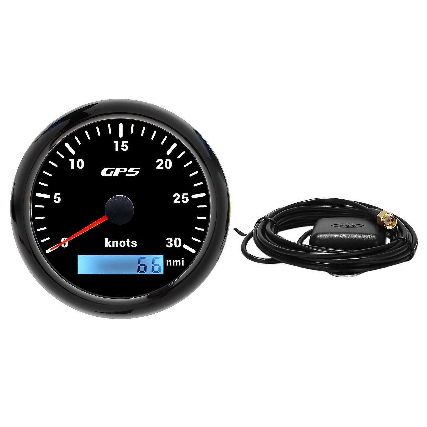 85Mm GPS Marine Speedometer 0-30 Nautical Miles with 7-Color Backlight GPS Odometer for Marine Yach